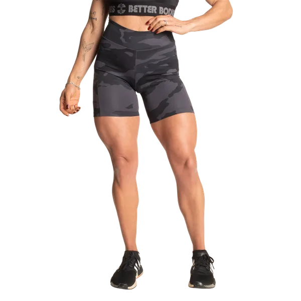 Better Bodies højtaljede shorts/træningsshorts, mørk camo