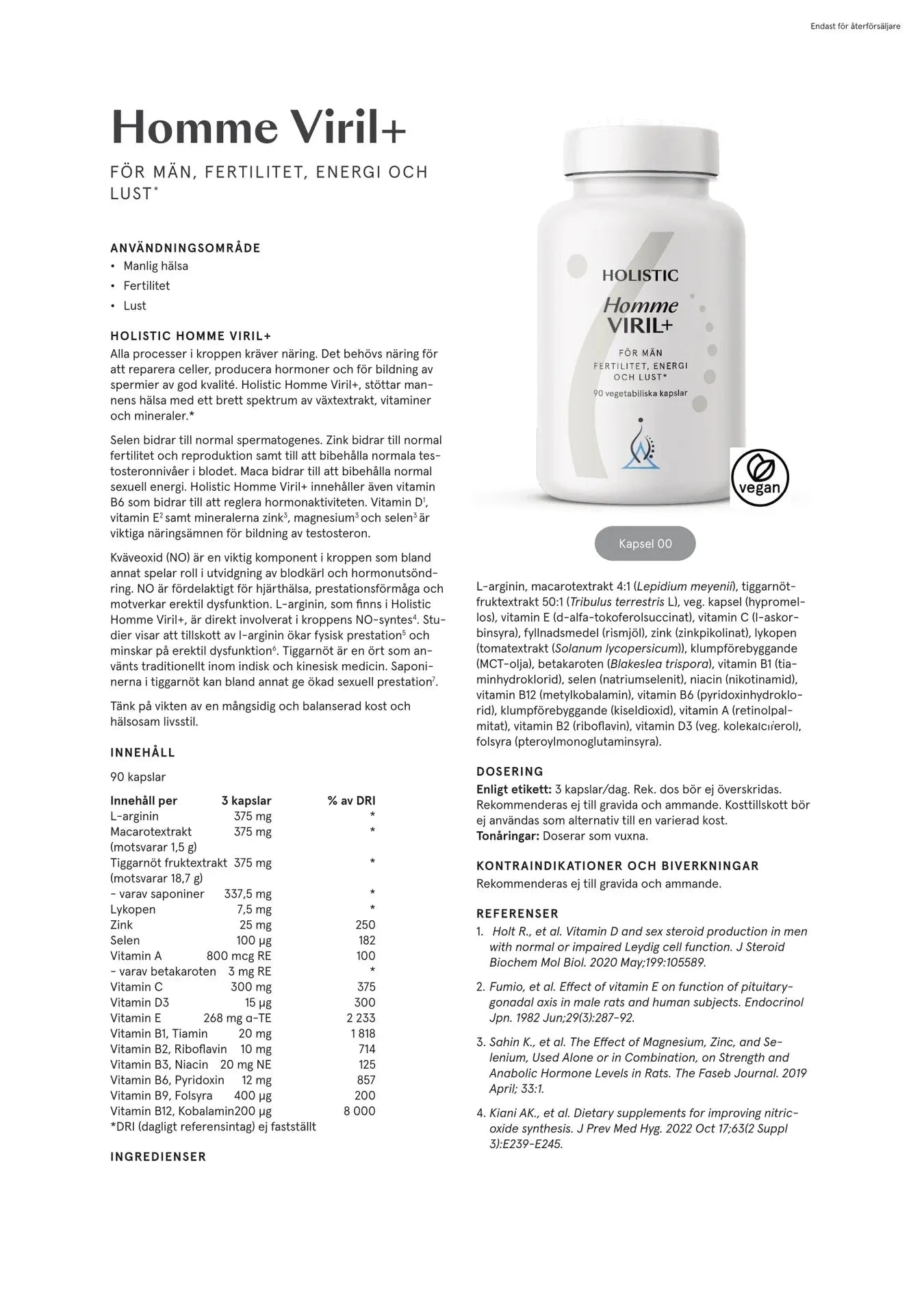 Holistic Homme Viril+, 90 kapsler 