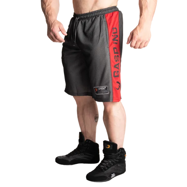 Gasp No1 mesh shorts/træningsshorts, Sort/Rød