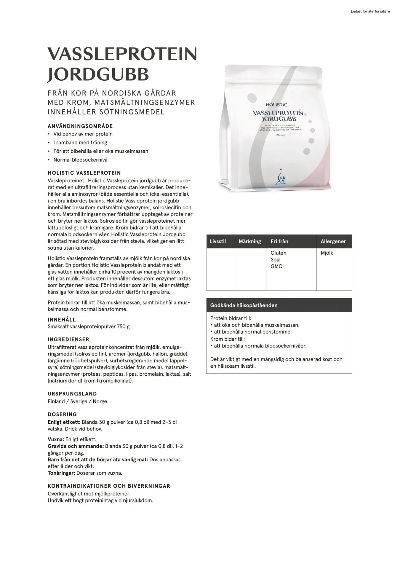 Holistic Vassleprotein jordgubb, 750 g