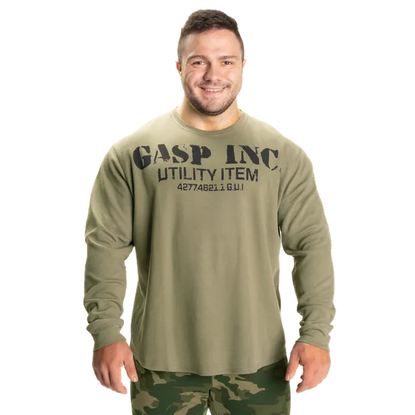 Gasp Thermal gym sweatshirt/træningstrøje, Vasket grøn