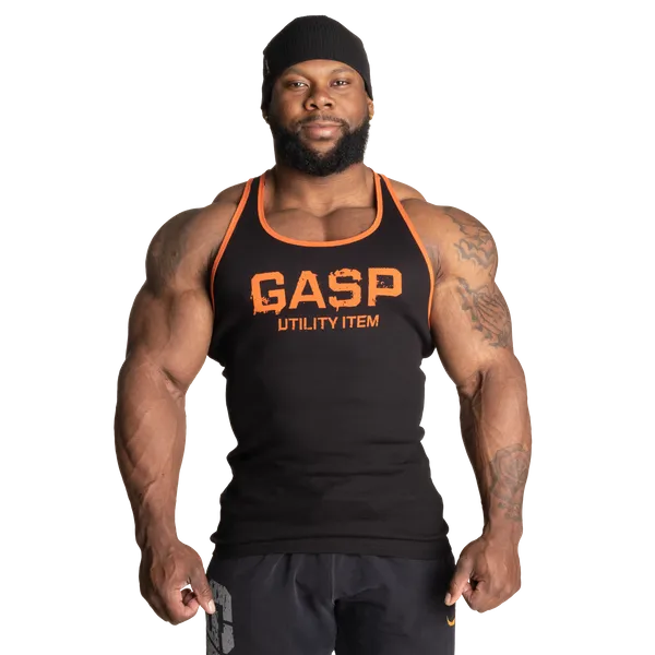 Gasp Ribbed T-back Linne, Black/Flame