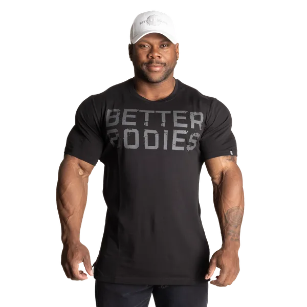 Better Bodies Basic Tapered T-shirt, Black/Grey