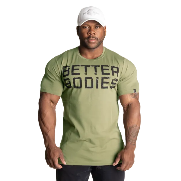 Better Bodies Basic Tapered T-shirt, Washed Green/Black