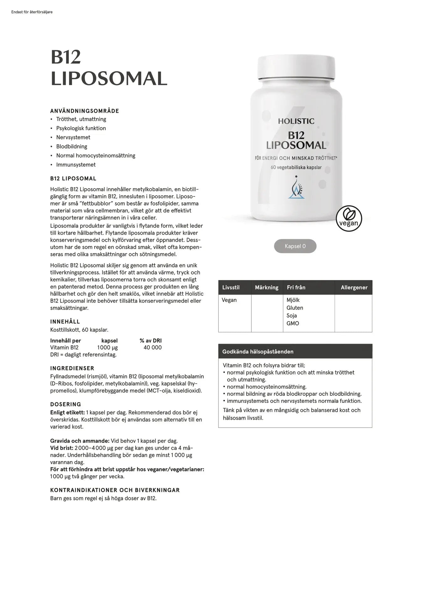 Holistisk B12 liposomal, 60 kapsler