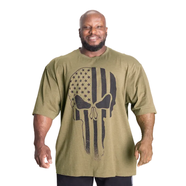Better Bodies Skull Union Iron T-shirt, Army Green Melange