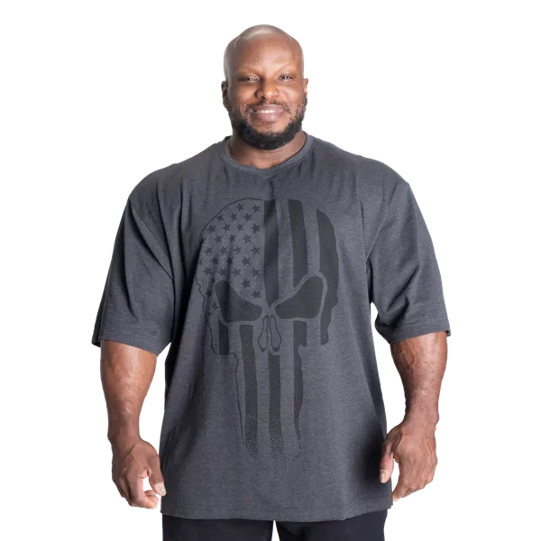 Better Bodies Skull Union Iron T-shirt, Dark Grey Melange