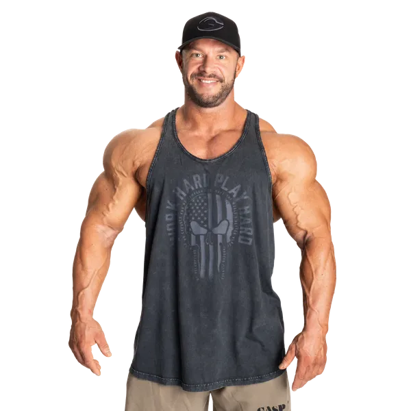 Gasp Skull T-back Linne, Washed Black