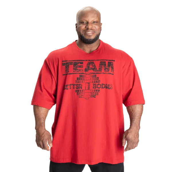 Better Bodies Team Pump Cover Iron T-shirt, Chili Red