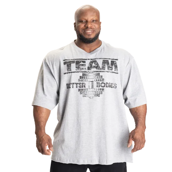 Better Bodies Team Pump Cover Iron T-shirt, Light Grey Melange
