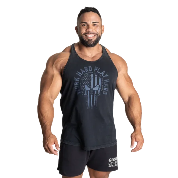 Gasp Skull T-back Linne, Acid washed black