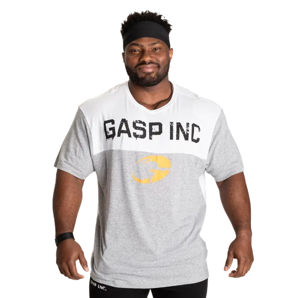 Gasp Two Color Original T-shirt, Light Grey Mel/White
