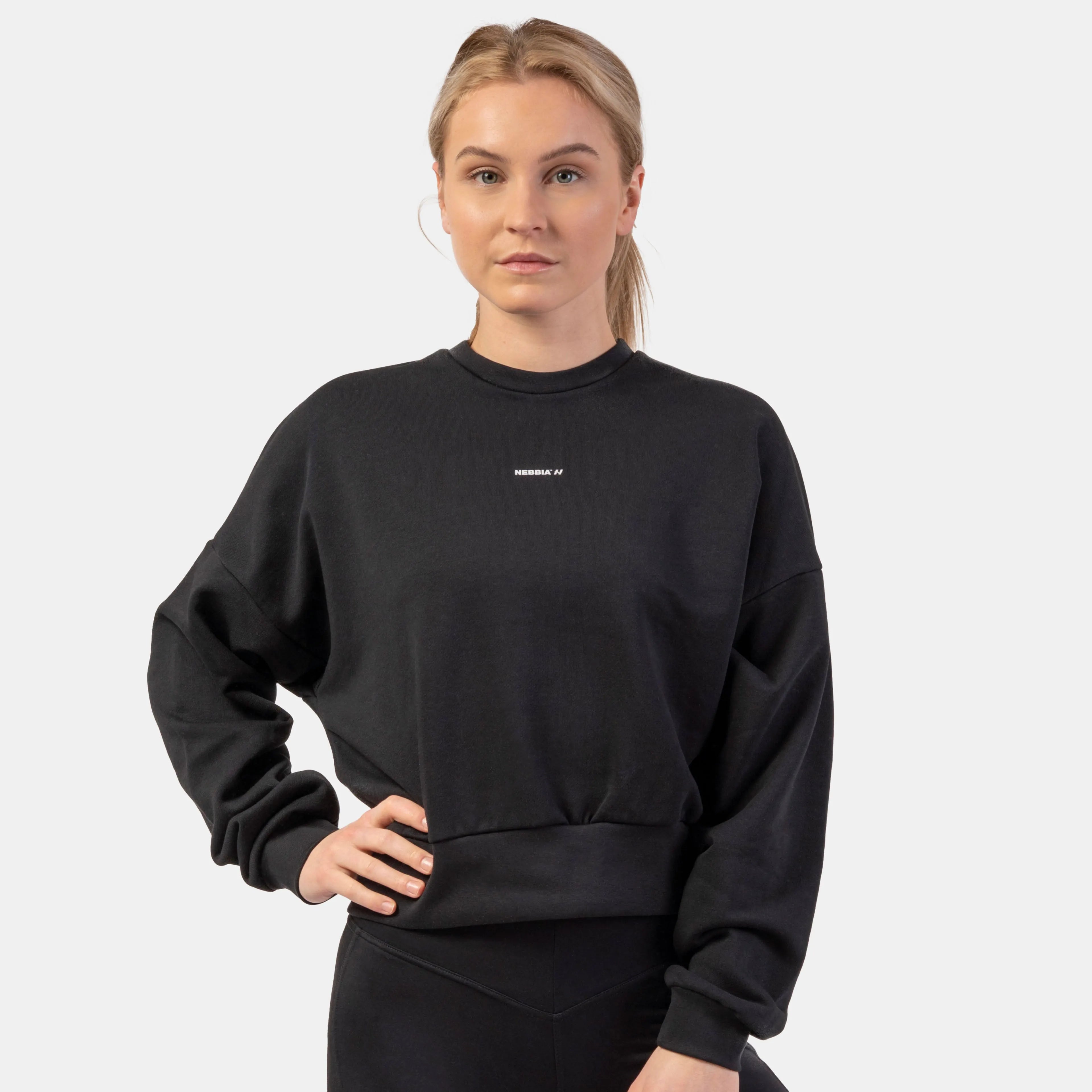 NEBBIA Loose Fit Sweatshirt/Træningstrøje "Feeling Good", sort