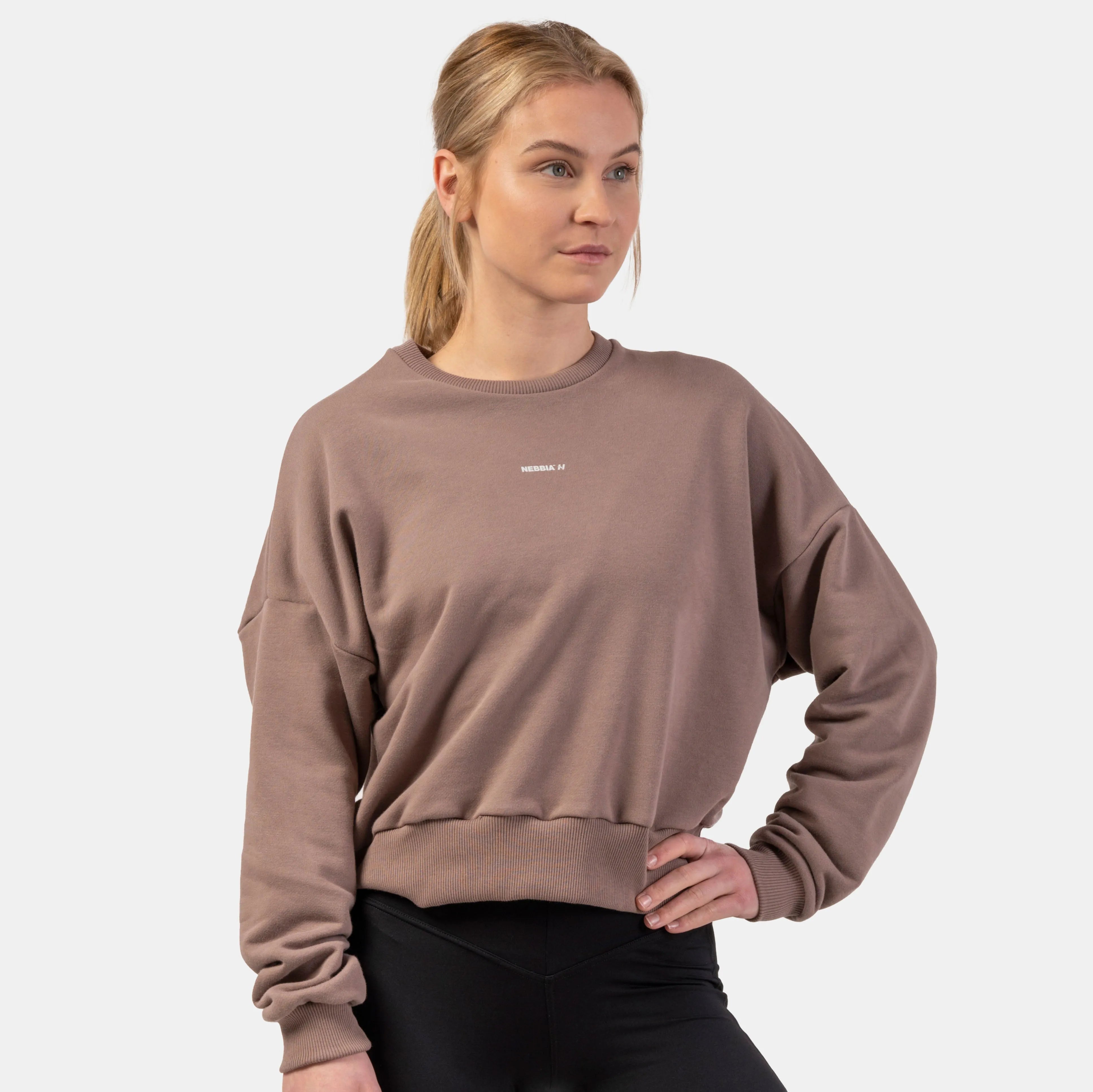 NEBBIA Loose Fit Sweatshirt/Træningstrøje "Feeling Good", brun