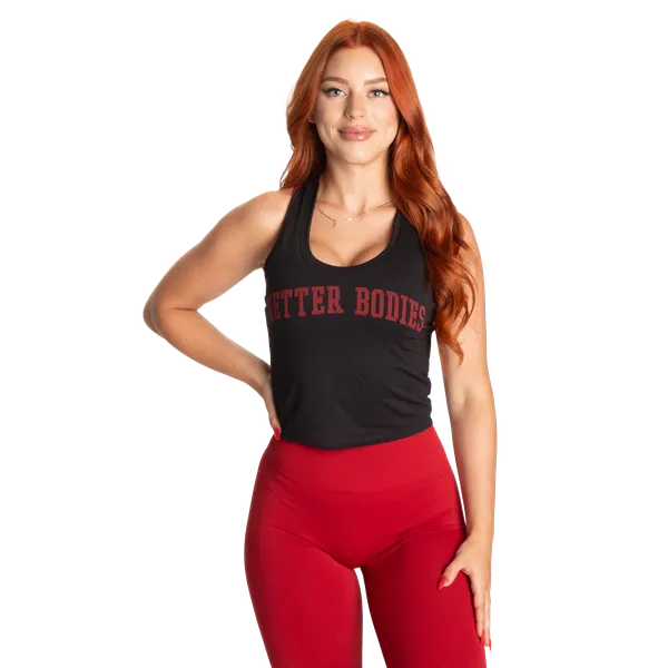 Better Bodies Crop T-Back Tanktop, Sort/Rød