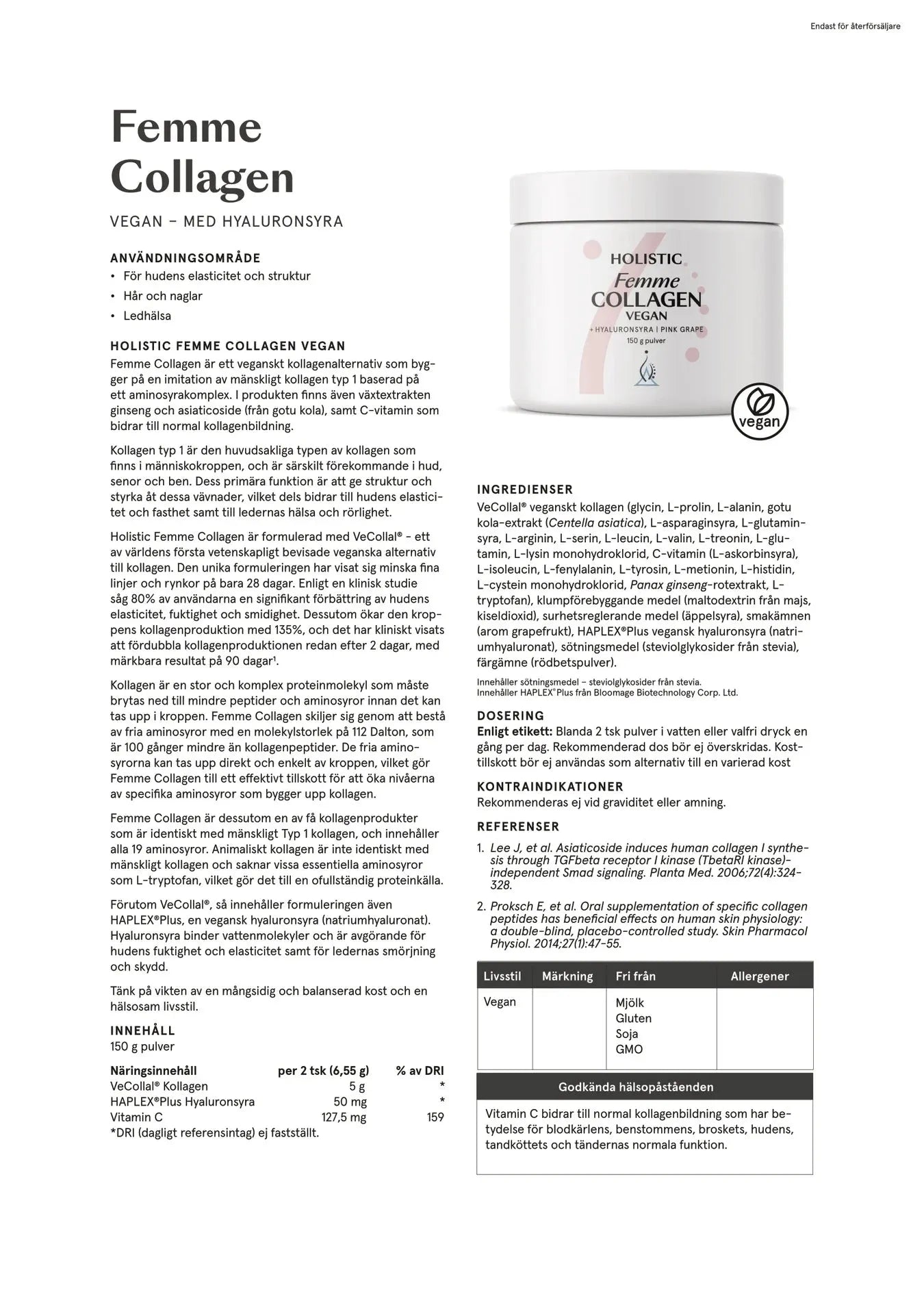 Holistisk Femme Kollagen vegansk, 150 g