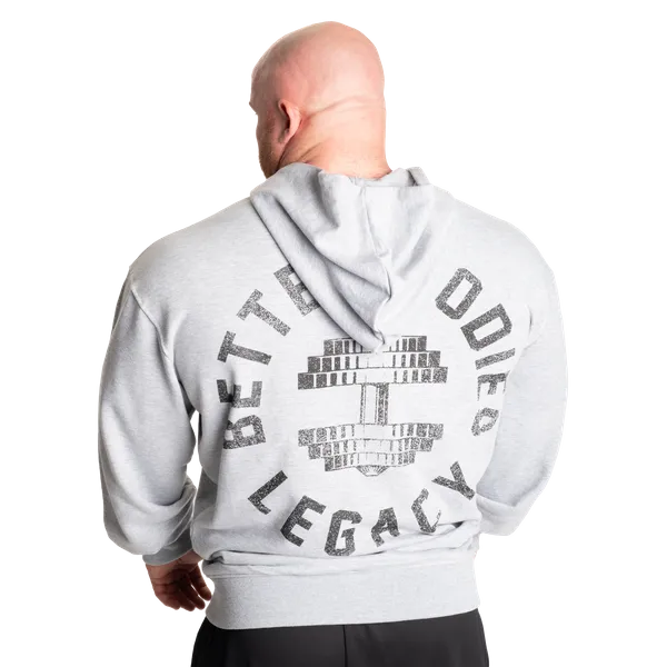 Better Bodies Legacy Standard Zip Hoodie, Light Grey Melange