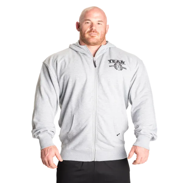 Better Bodies Original Standard Zip Hoodie, Light Grey Melange