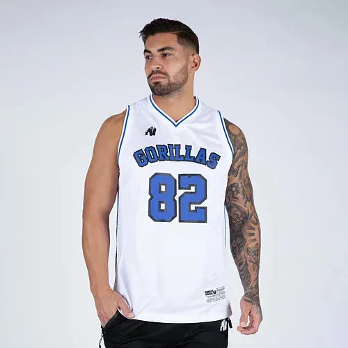 Gorilla Wear - San Mateo Jersey Tanktop/Lin, hvid/blå
