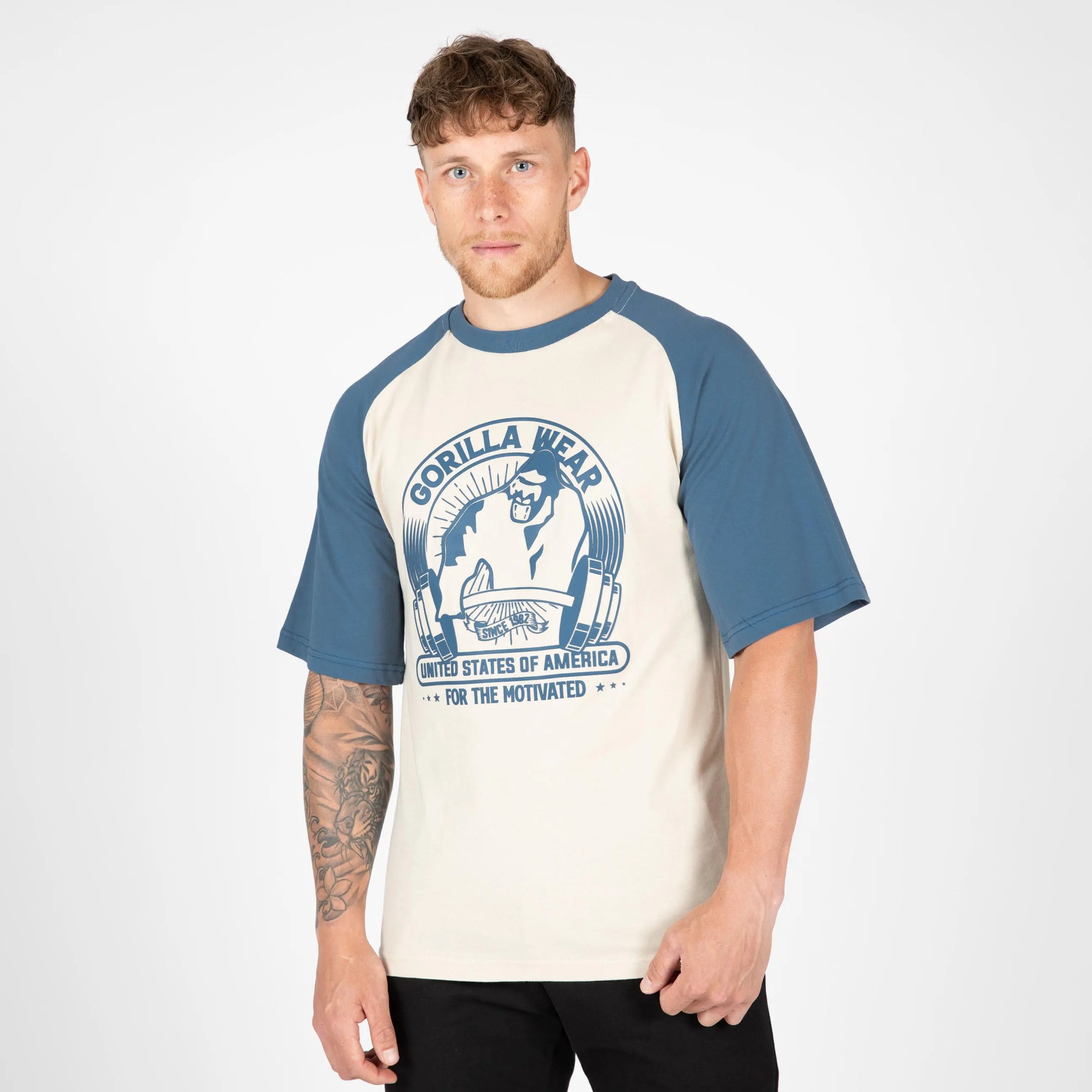 Gorilla Wear Logan Oversized T-shirt, beige/blå