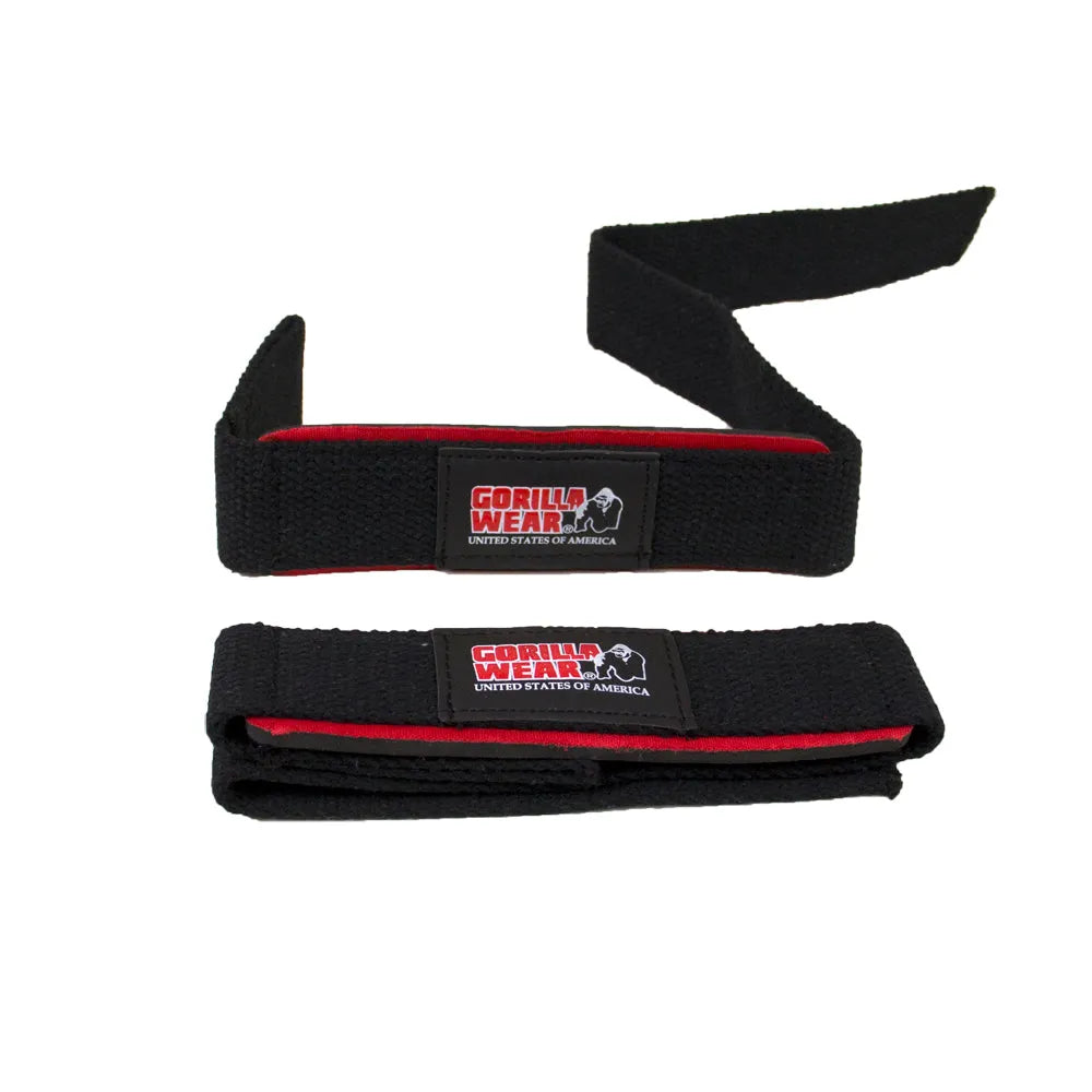 Gorilla Wear Padded Lifting Straps, black/red