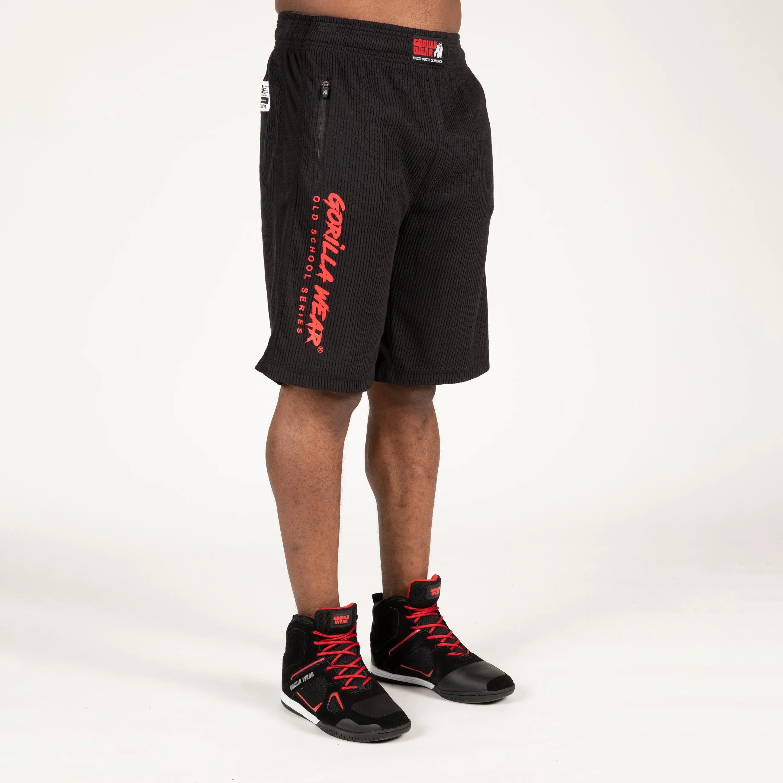 Gorilla Wear Augustine Old School Shorts/Træningshorts, sort/rød