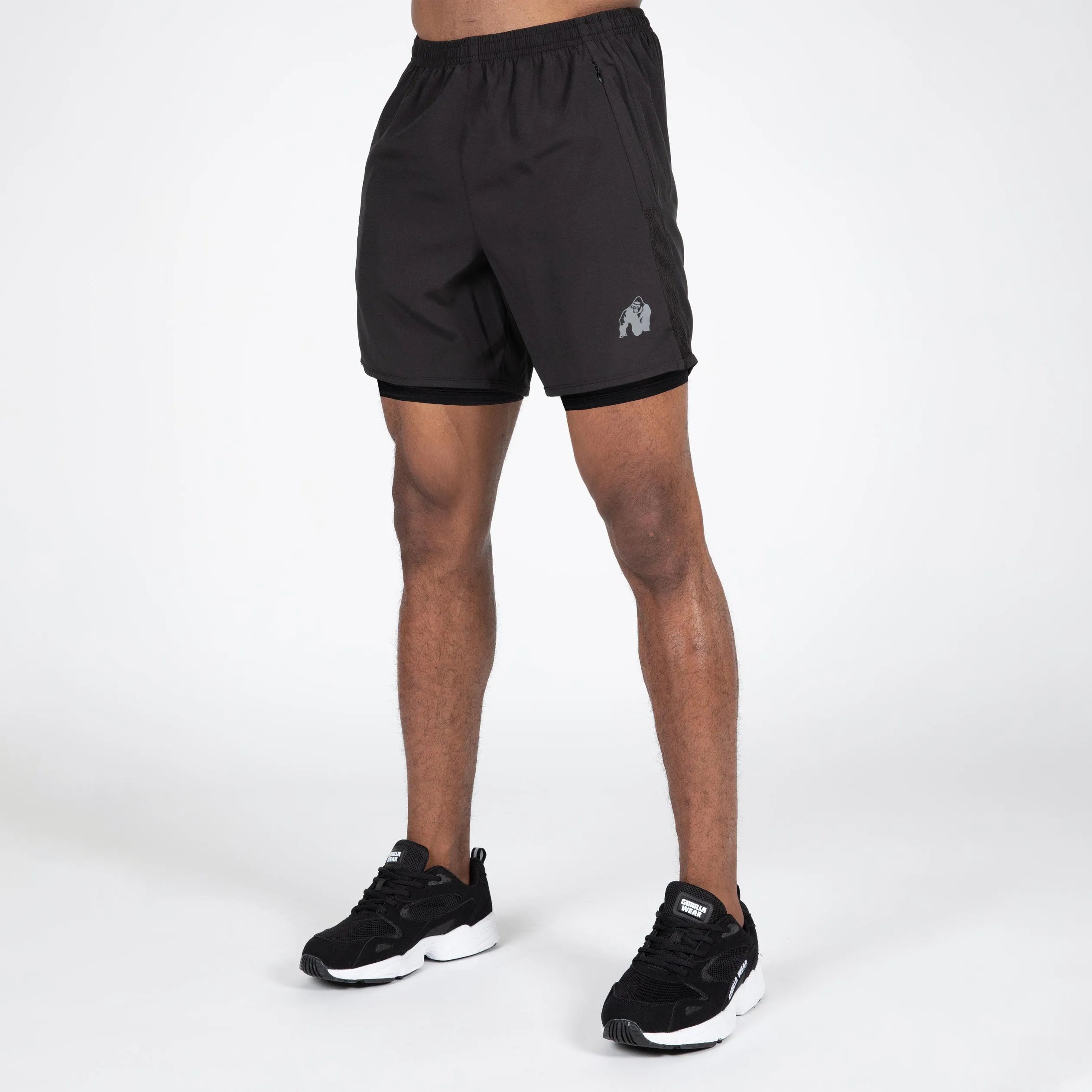 Gorilla Wear Modesto 2-i-1 shorts/træningsshorts, sort