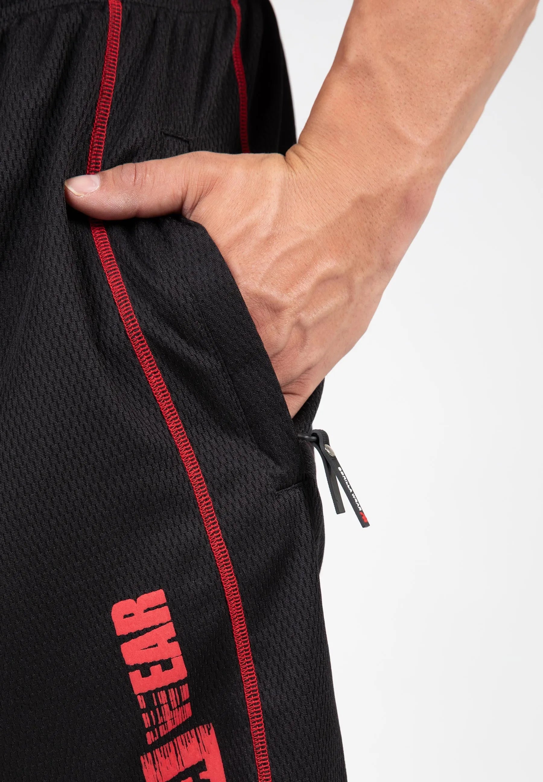 Gorilla Wear Wallace Mesh Shorts/Træningshorts, sort/rød