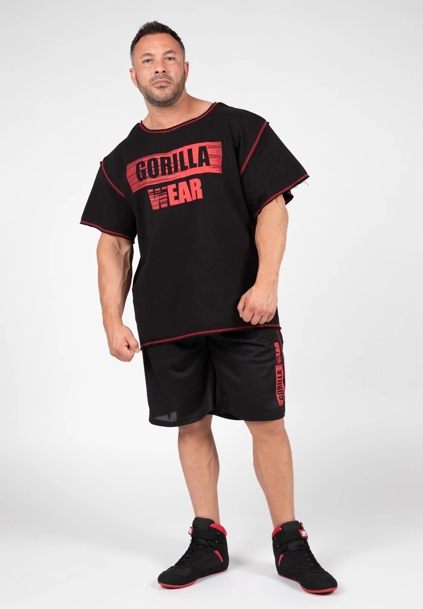 Gorilla Wear Wallace Mesh Shorts/Træningshorts, sort/rød