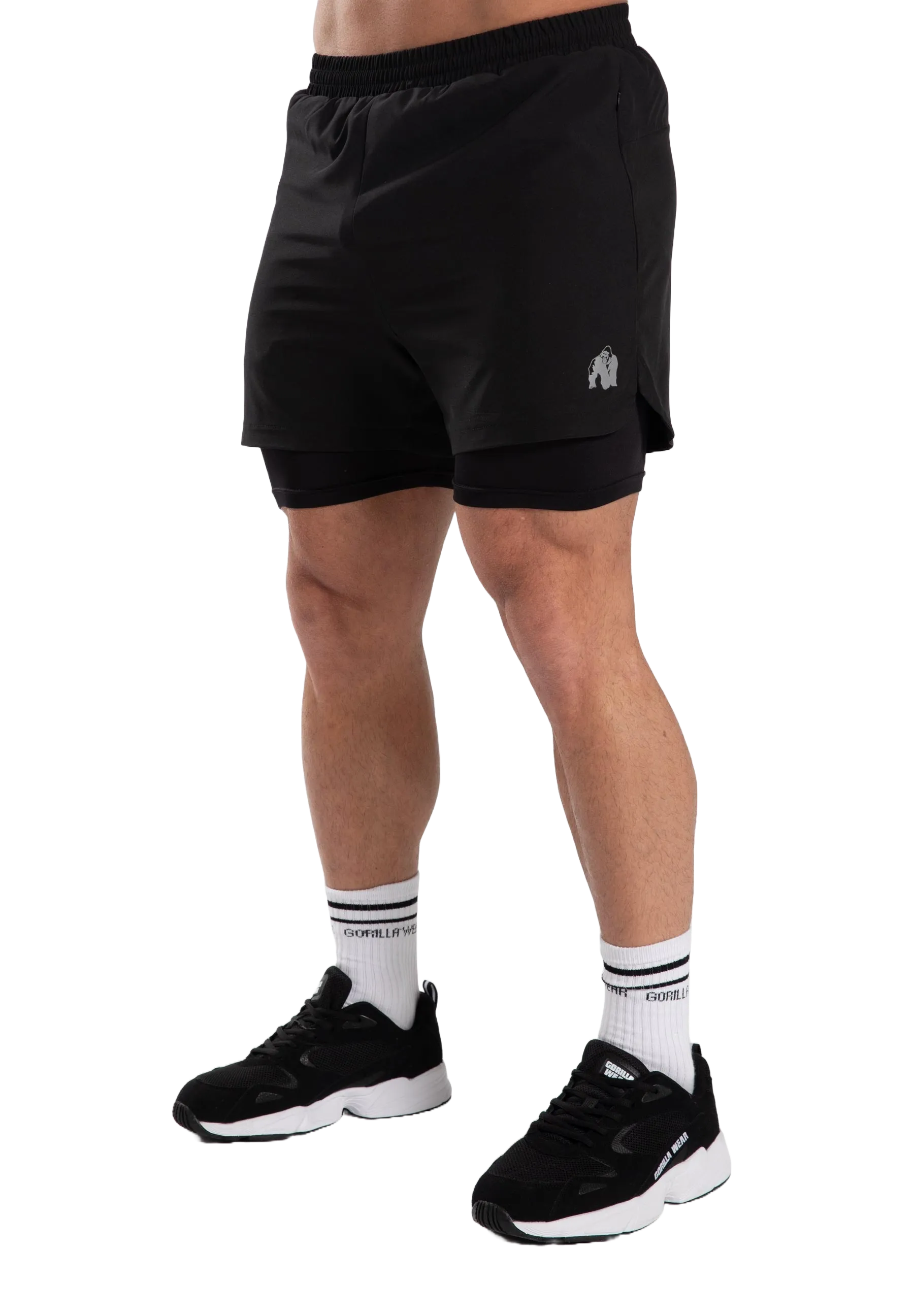 Gorilla Wear Cortez 2-i-1 shorts/træningsshorts, sort