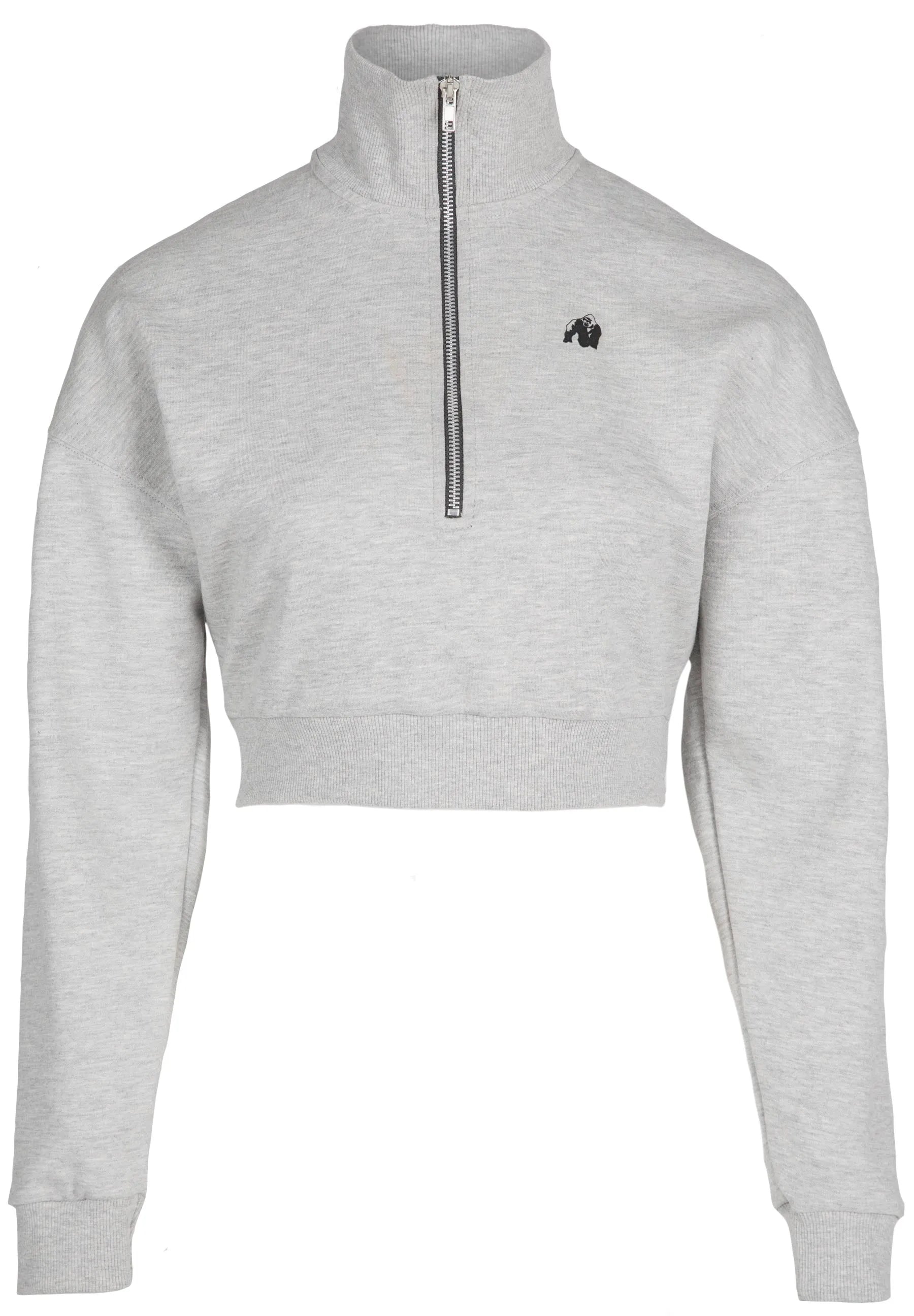 Gorilla Wear Ocala Cropped Half-Lynlås Sweatshirt/Træningstrøje, grå