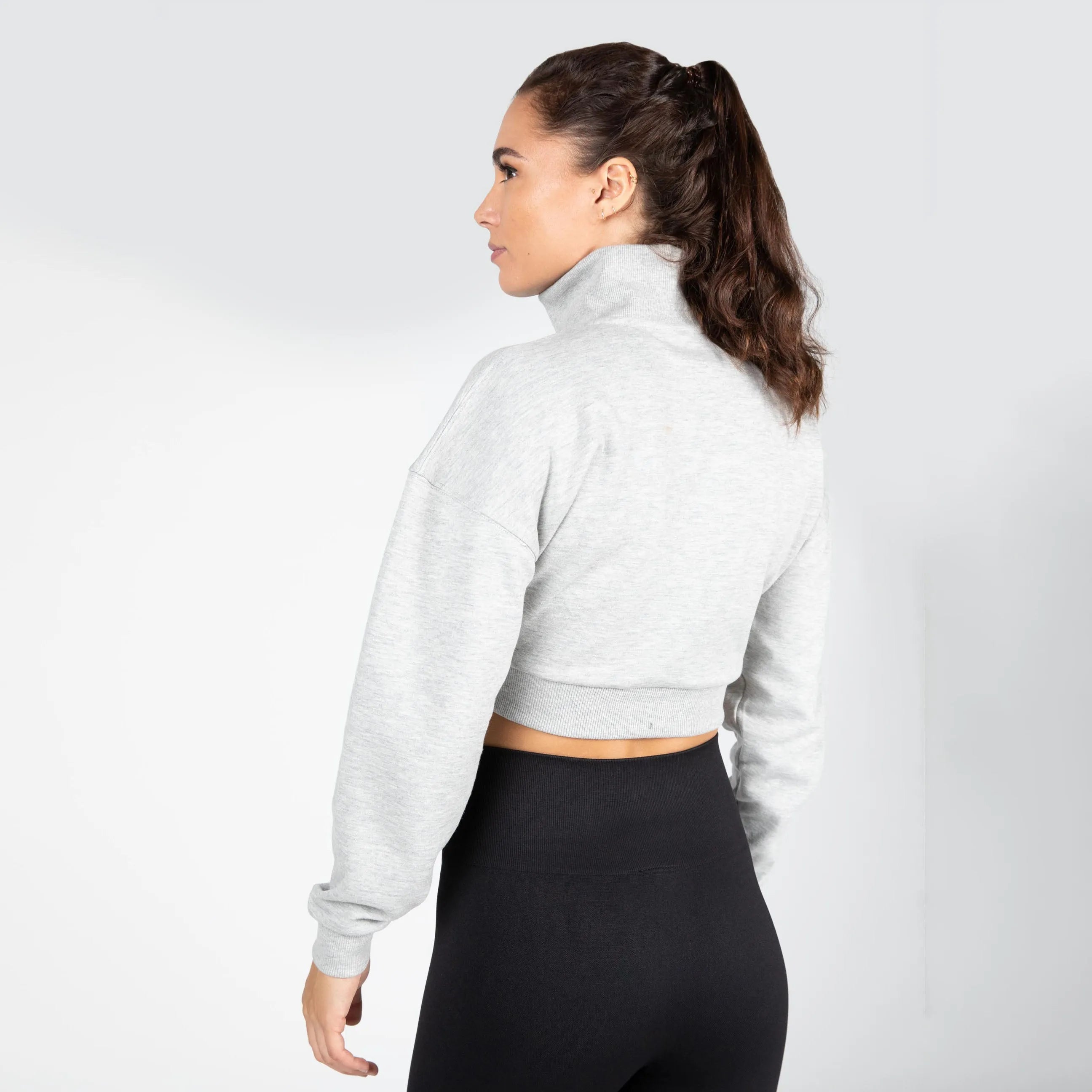 Gorilla Wear Ocala Cropped Half-Lynlås Sweatshirt/Træningstrøje, grå