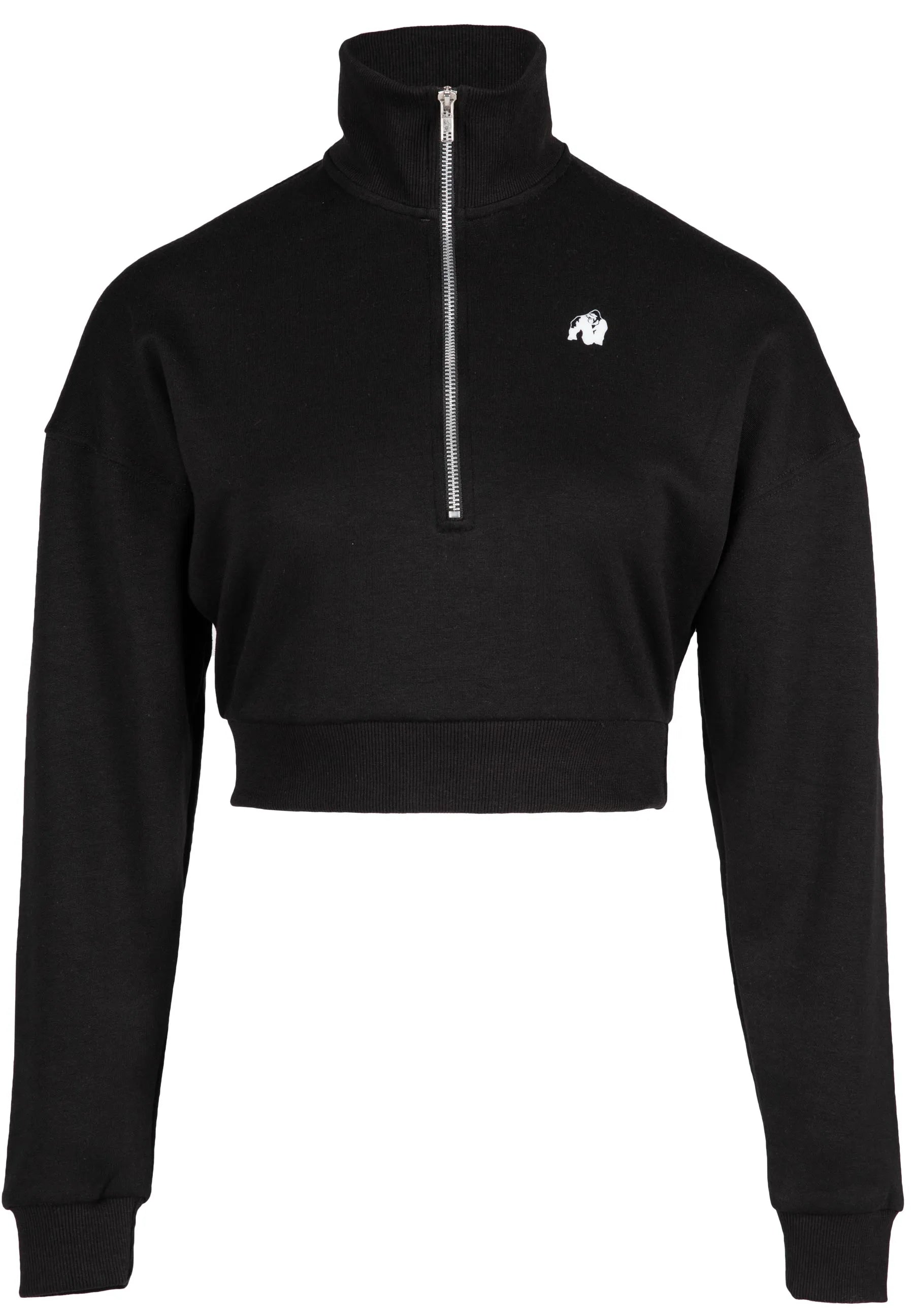 Gorilla Wear Ocala Cropped Half-Lynlås Sweatshirt/Træningstrøje, sort