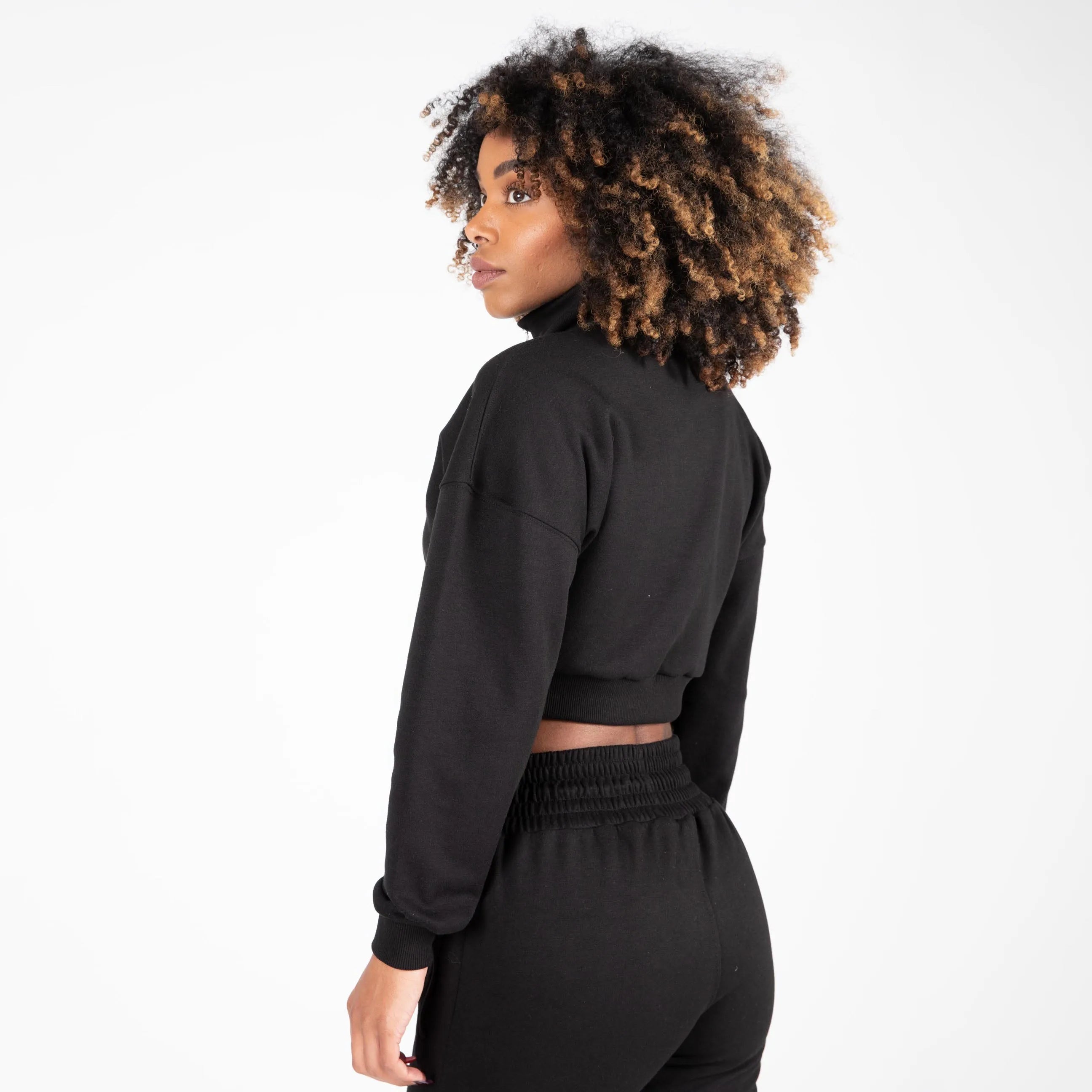 Gorilla Wear Ocala Cropped Half-Lynlås Sweatshirt/Træningstrøje, sort