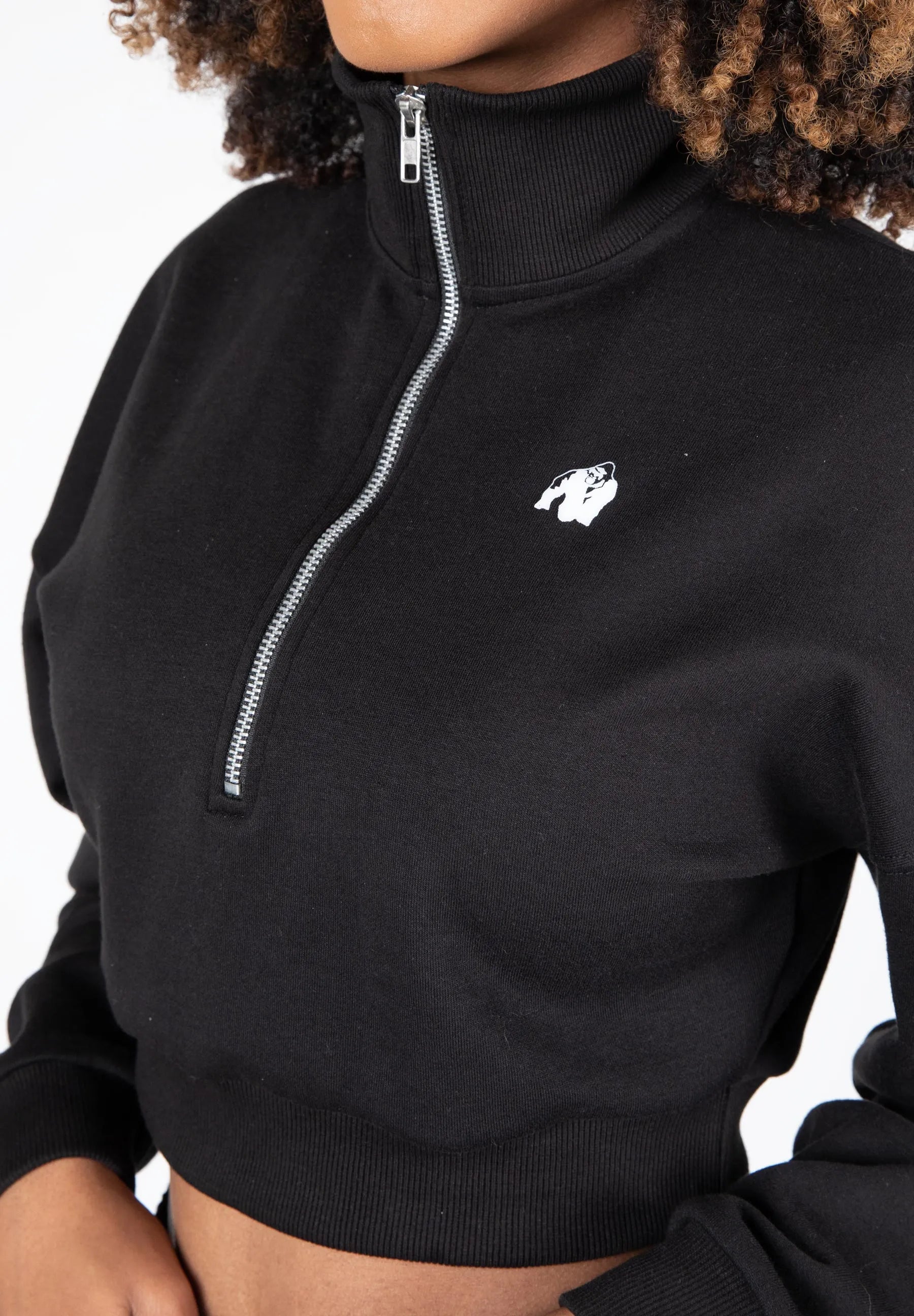 Gorilla Wear Ocala Cropped Half-Lynlås Sweatshirt/Træningstrøje, sort