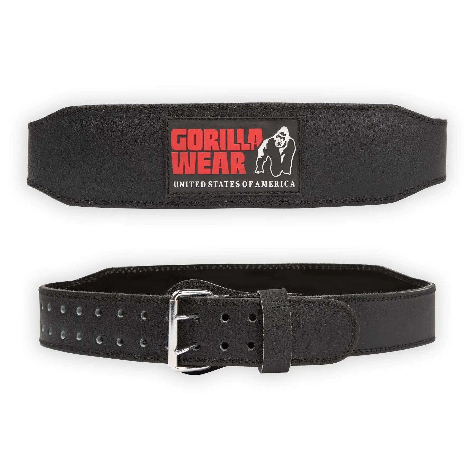 Gorilla Wear 10 cm polstret læderbælte, sort/rød