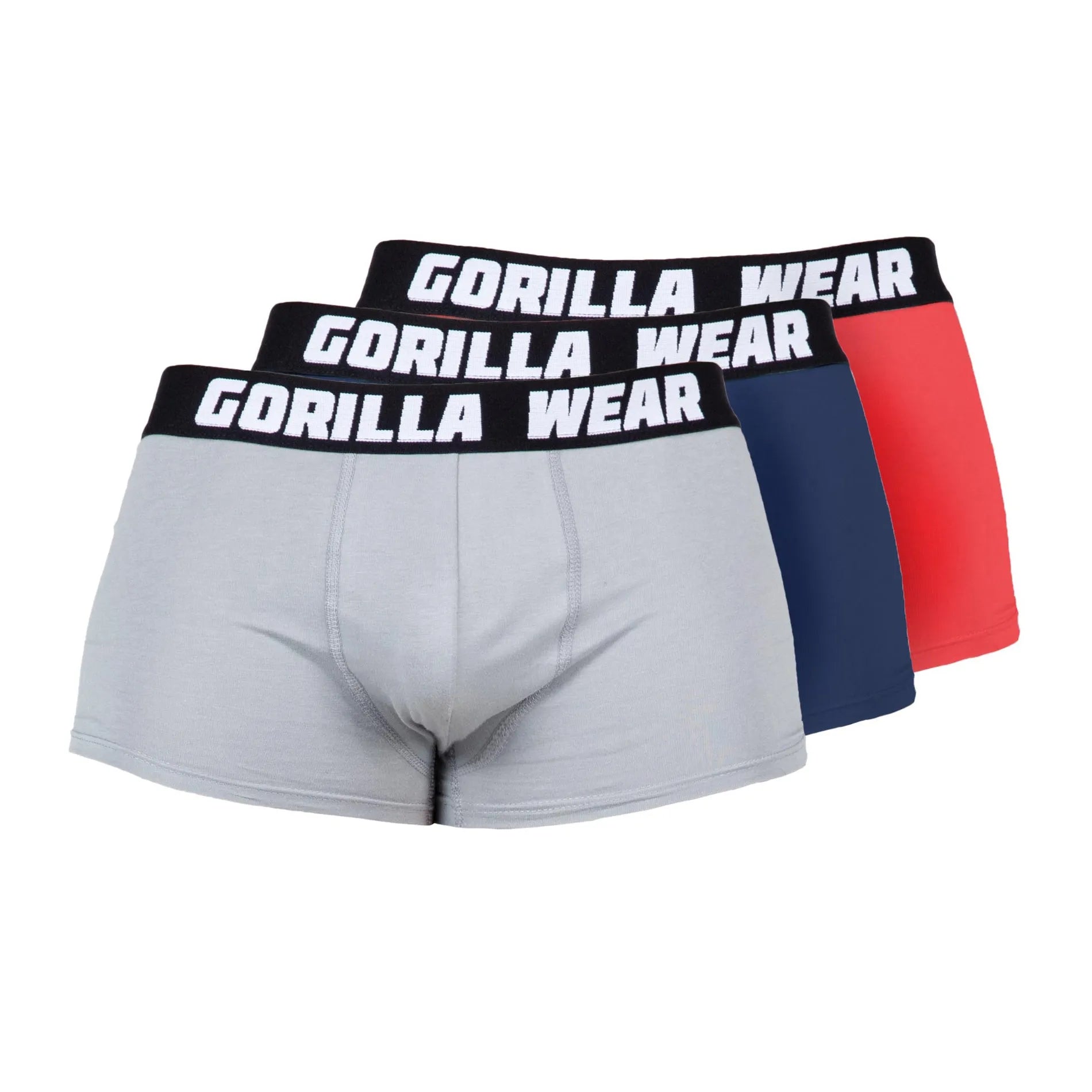 Gorilla Wear Boxershorts 3-pak, grå/marineblå/rød