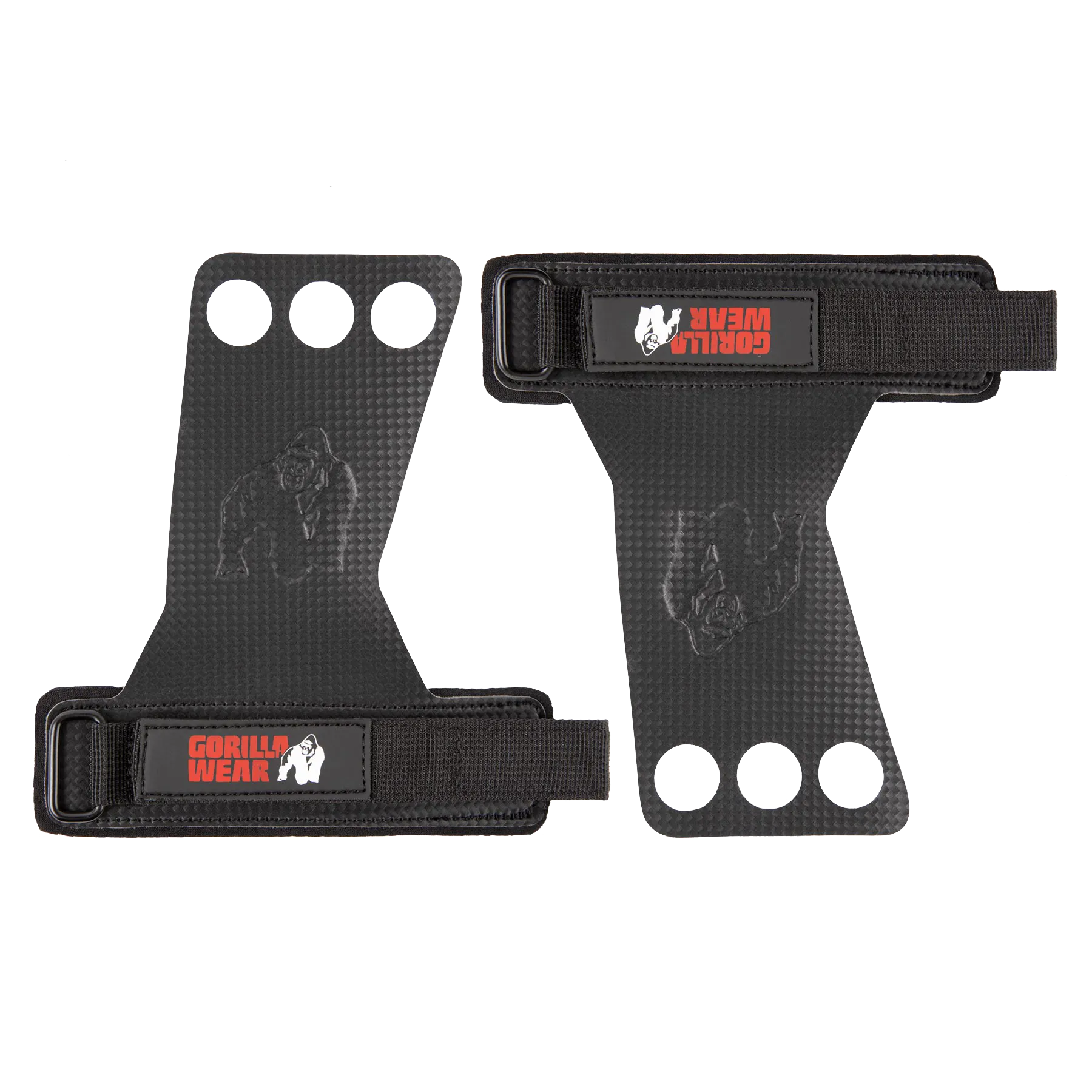 Gorilla Wear 3-Hole Carbon Lifting Grips, black