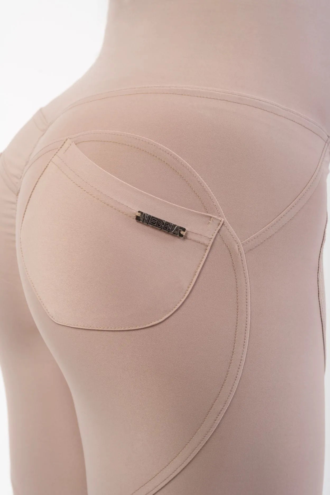 NEBBIA Højtaljede Bubble Butt Lifting Pants/Træningstights, cremefarvet