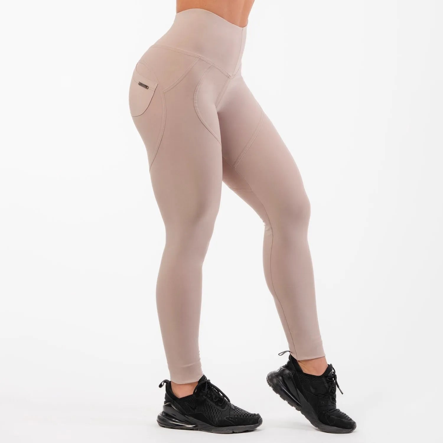 NEBBIA Højtaljede Bubble Butt Lifting Pants/Træningstights, cremefarvet