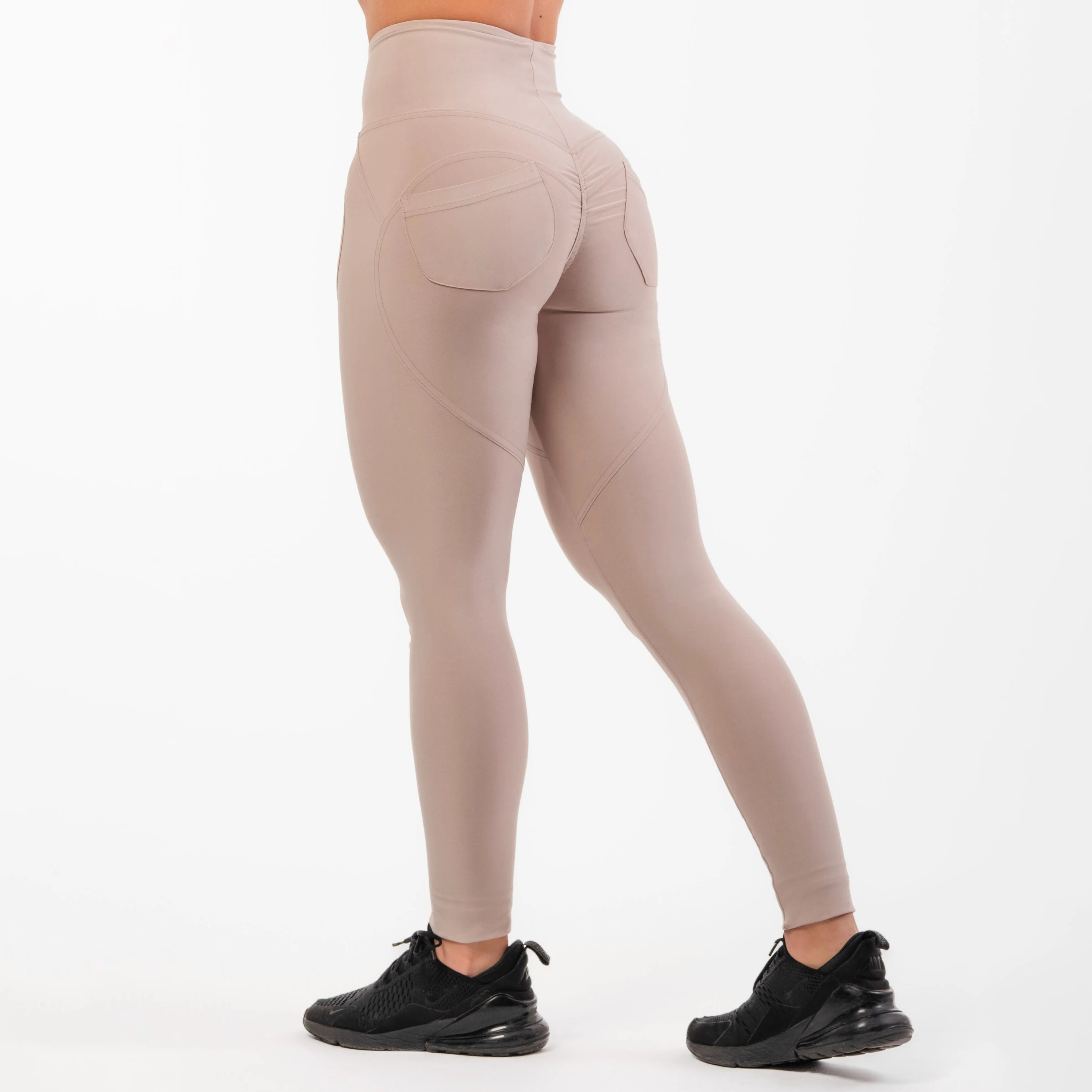 NEBBIA Højtaljede Bubble Butt Lifting Pants/Træningstights, cremefarvet