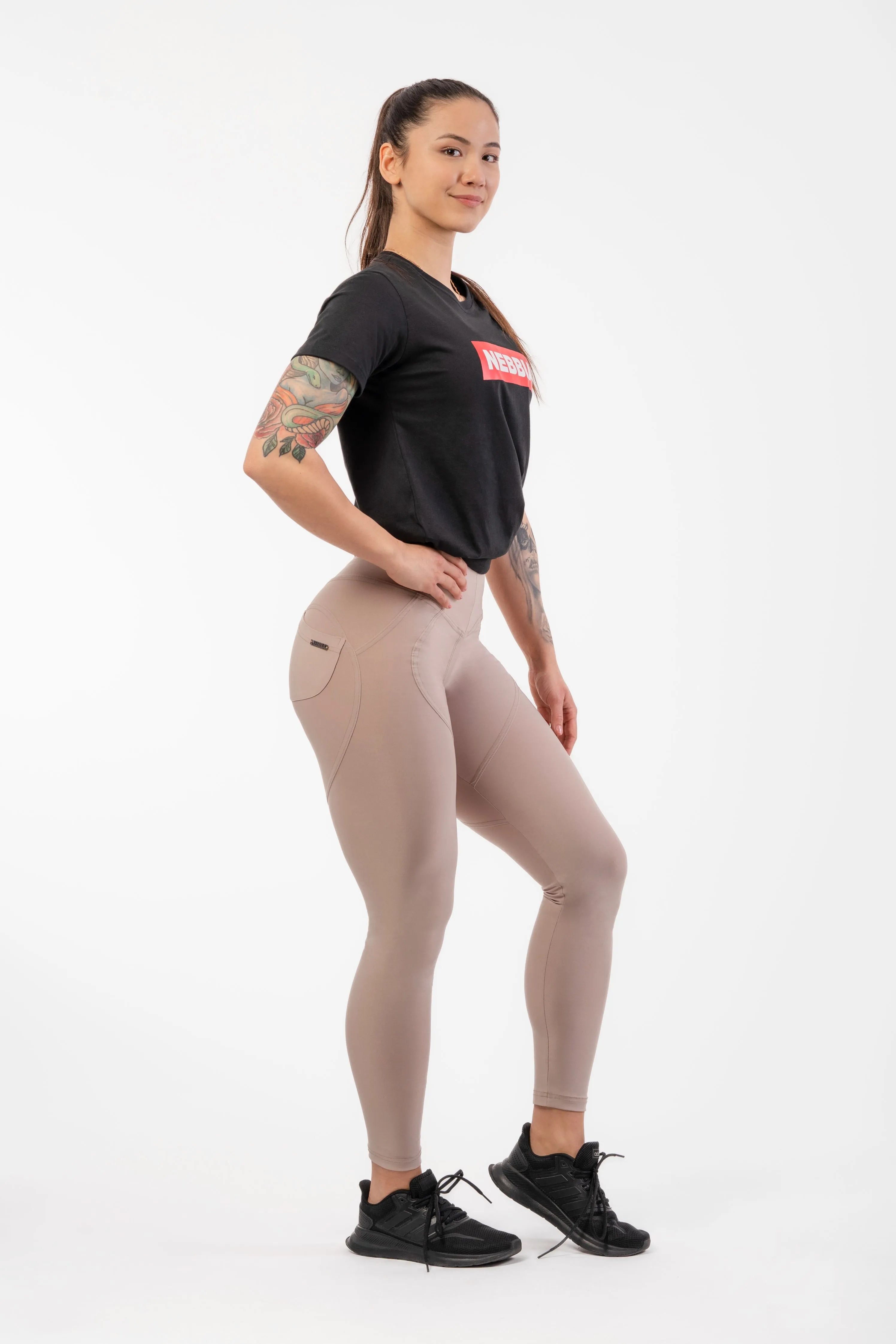 NEBBIA Højtaljede Bubble Butt Lifting Pants/Træningstights, cremefarvet