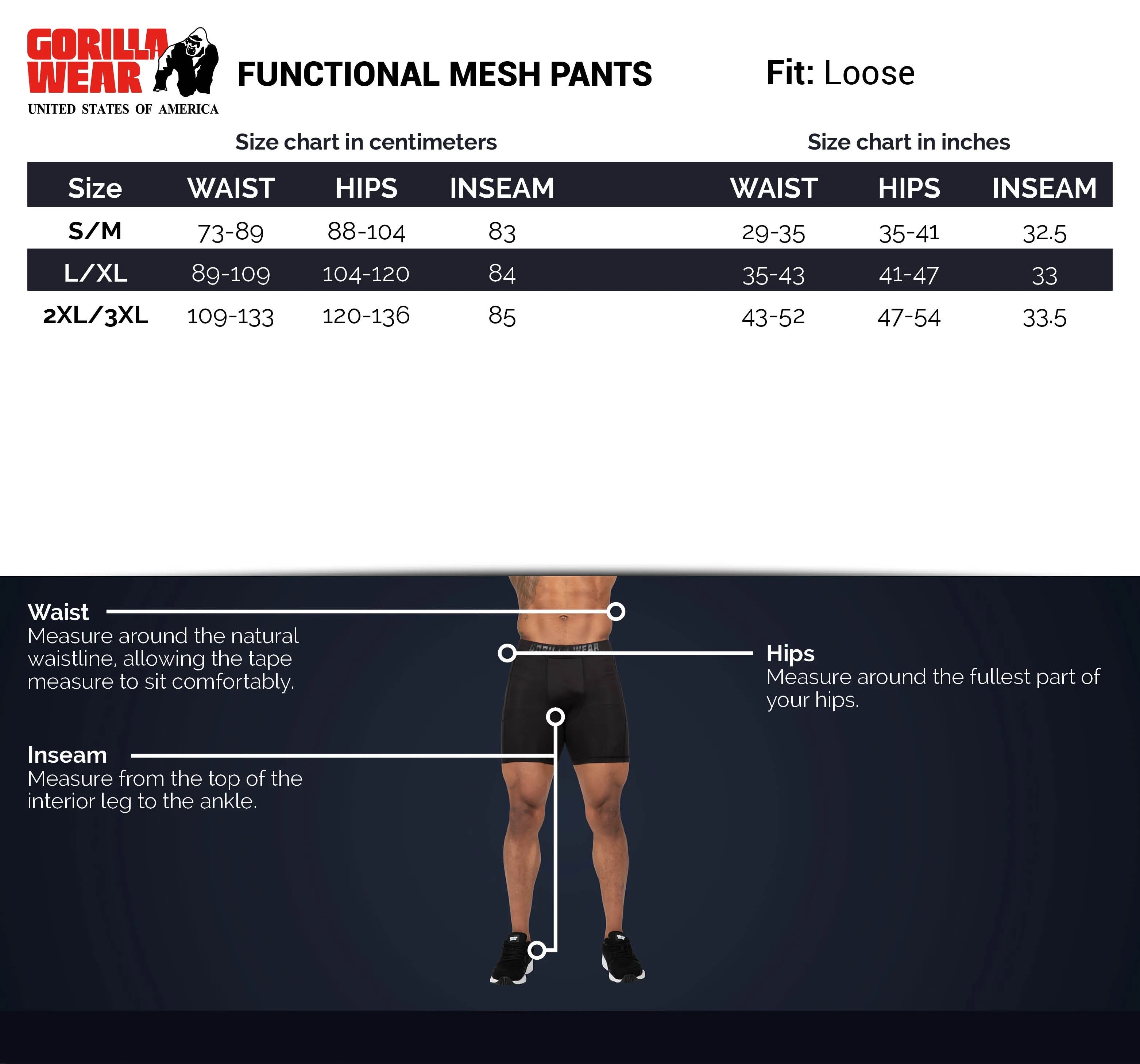 Gorilla Wear Functional Mesh Pants/Träningsbyxor, black/white