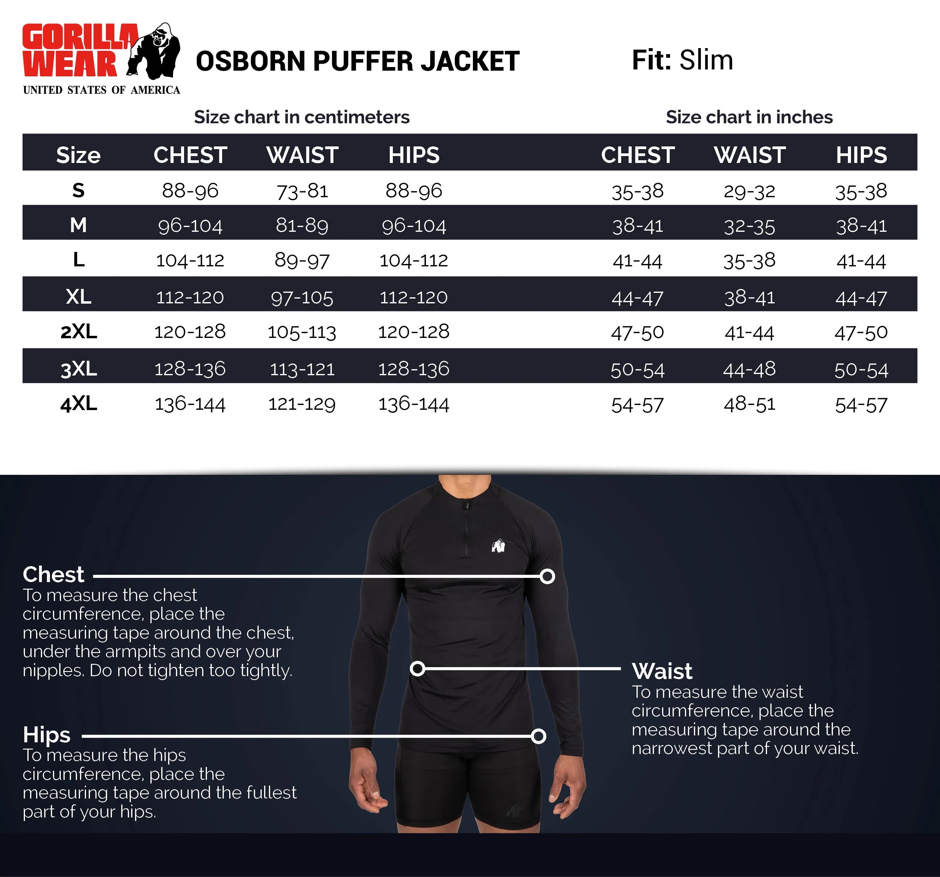 Gorilla Wear Osborn Dunjakke, sort