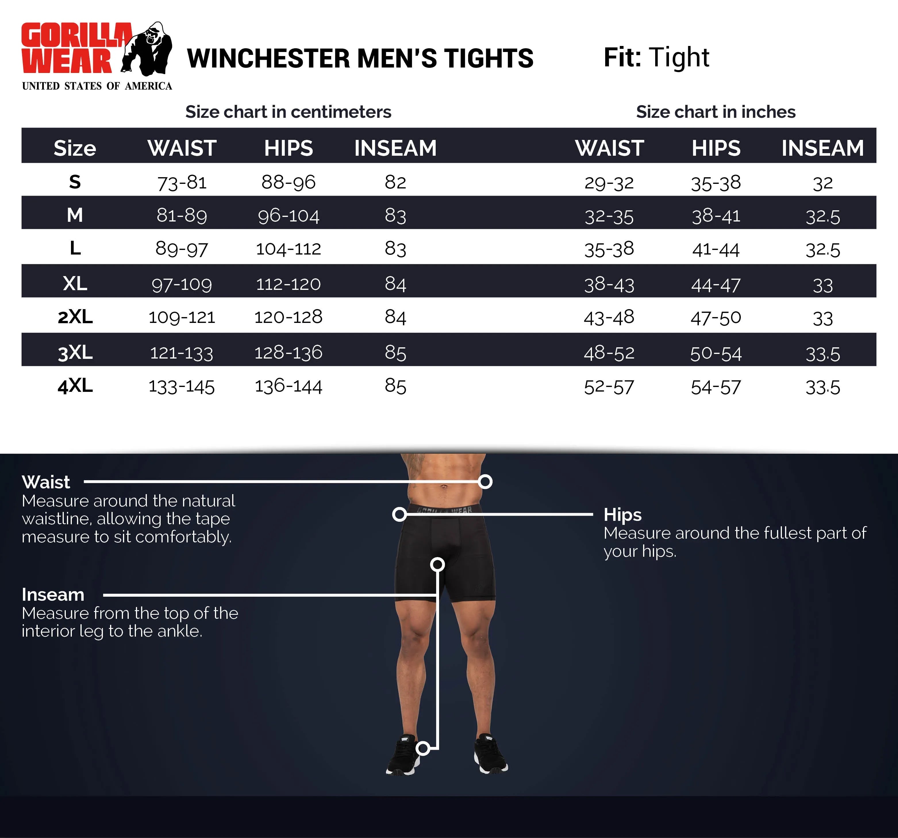 Gorilla Wear Winchester Men's Tights, black